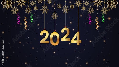 2024 Happy New Year Background Design. Greeting Card, Banner, Poster