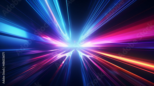 Abstract Luminous Line Motion in a Futuristic Background