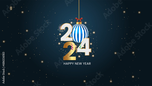 2024 Happy New Year Background Design. Greeting Card  Banner  Poster