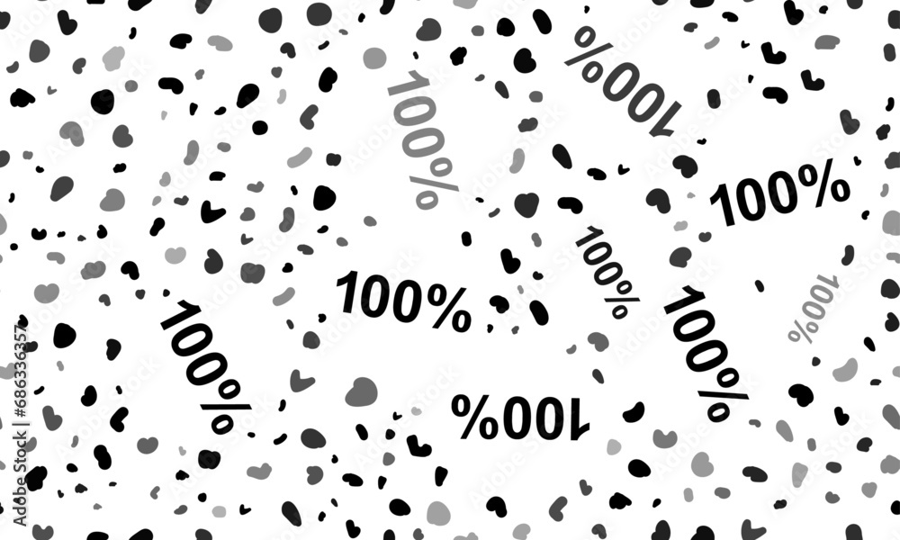 Abstract seamless pattern with 100 percent symbols. Creative leopard backdrop. Vector illustration on white background