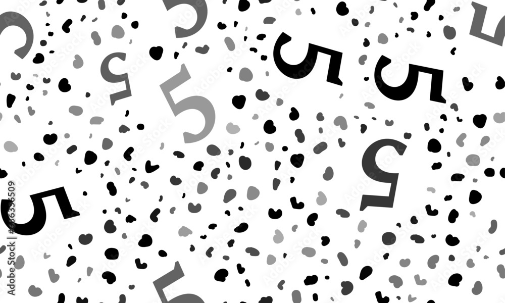 Abstract seamless pattern with number five symbols. Creative leopard backdrop. Vector illustration on white background Abstract seamless pattern with number five symbols. Creative leopard backdrop. Vector illustration on white background