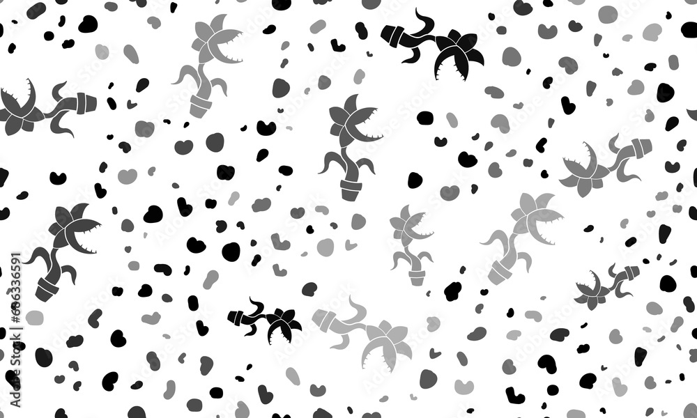 Abstract seamless pattern with carnivorous plant symbols. Creative leopard backdrop. Illustration on transparent background Abstract seamless pattern with carnivorous plant symbols. Creative leopard backdrop. Illustration on transparent background
