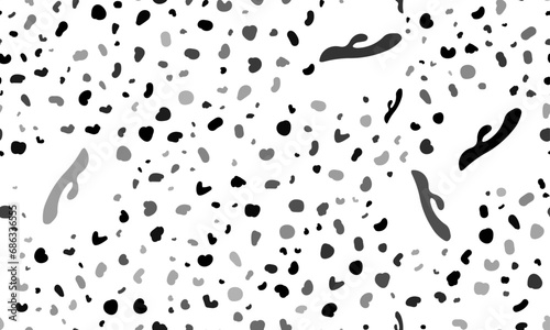 Abstract seamless pattern with sex toy symbols. Creative leopard backdrop. Vector illustration on white background