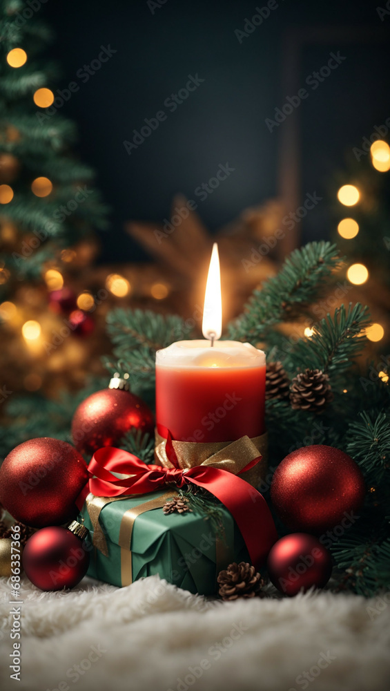 christmas tree and candle