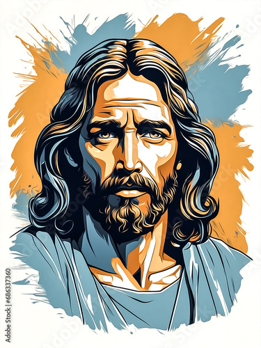 jesus christ canvas painting. Generative AI photo