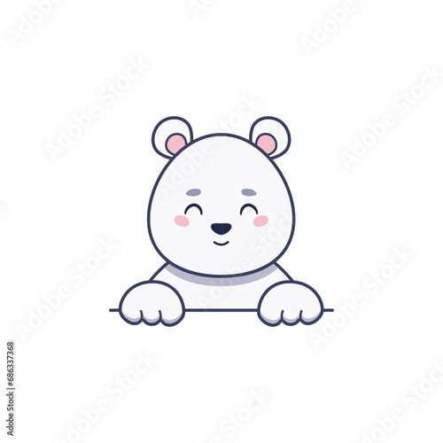 Cute relax polar bear in cartoon style. Vector flat illustration