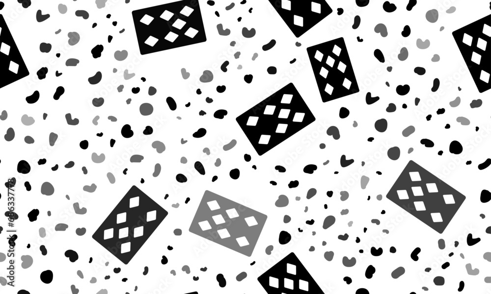 Abstract seamless pattern with seven of diamonds playing cards. Creative leopard backdrop. Vector illustration on white background Abstract seamless pattern with seven of diamonds playing cards. Creative leopard backdrop. Vector illustration on white background