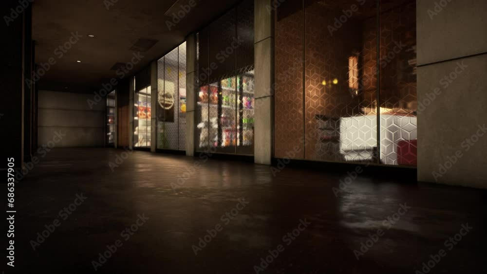 A store front with a lot of glass doors A store front with a lot of glass doors