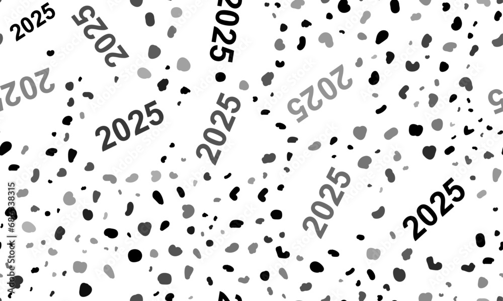 Abstract seamless pattern with 2025 year symbols. Creative leopard backdrop. Vector illustration on white background Abstract seamless pattern with 2025 year symbols. Creative leopard backdrop. Vector illustration on white background