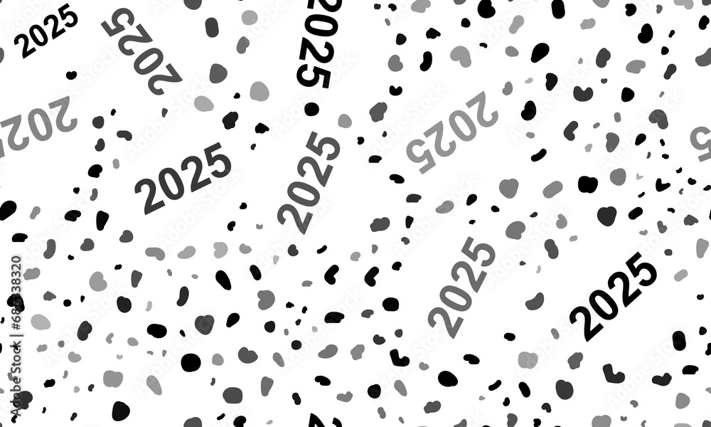 Abstract seamless pattern with 2025 year symbols. Creative leopard backdrop. Illustration on transparent background