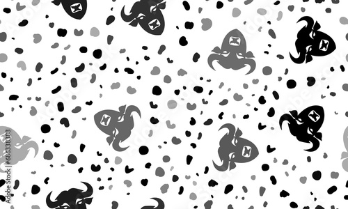 Abstract seamless pattern with buffalo head symbols. Creative leopard backdrop. Illustration on transparent background