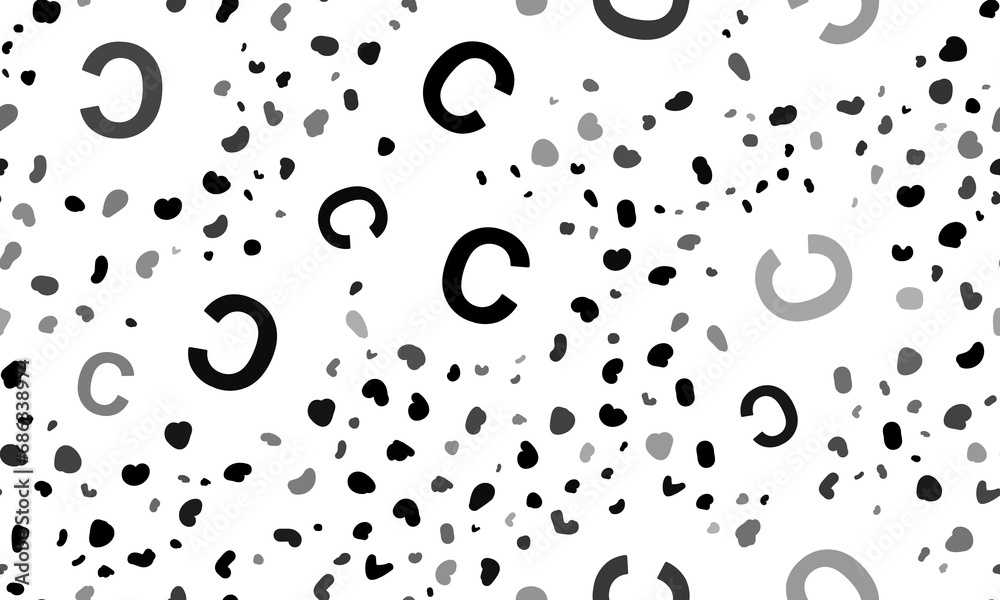 Abstract seamless pattern with capital letter C symbols. Creative leopard backdrop. Illustration on transparent background