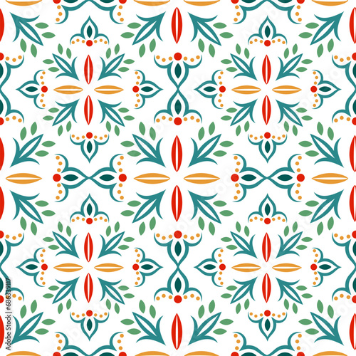 Ethnic ornament pattern with slavic motive. Russian, ukrainian, belarussian, mexican background for wallpaper, fabric, textile, web, decoration.