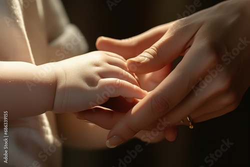 A child's hand in a parent's hand