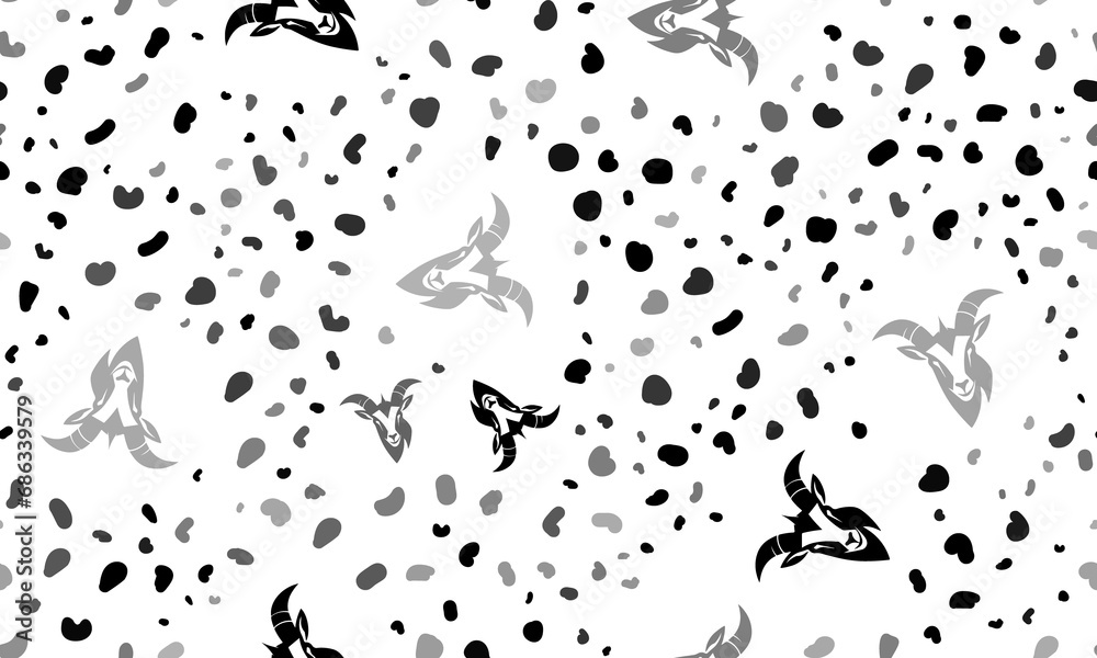 Abstract seamless pattern with goat head symbols. Creative leopard backdrop. Illustration on transparent background Abstract seamless pattern with goat head symbols. Creative leopard backdrop. Illustration on transparent background