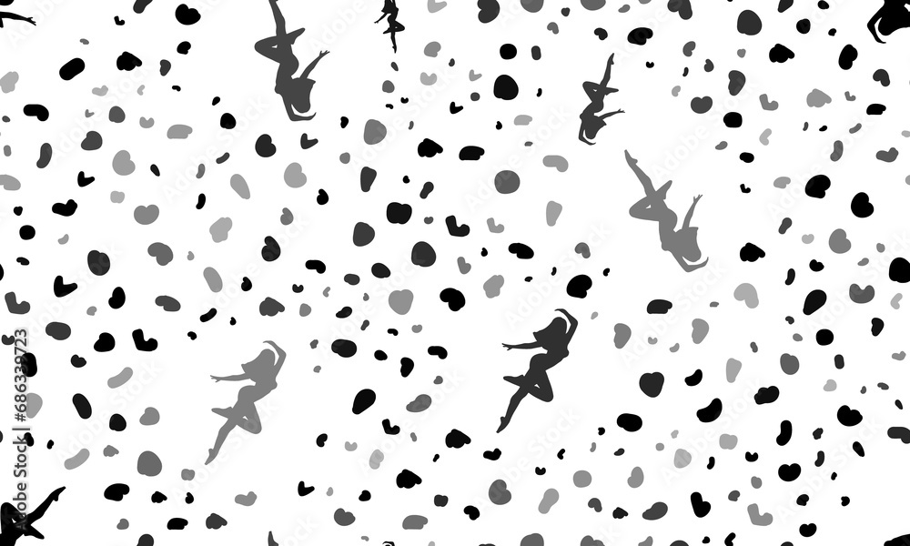 Abstract seamless pattern with ballerina symbols. Creative leopard backdrop. Illustration on transparent background Abstract seamless pattern with ballerina symbols. Creative leopard backdrop. Illustration on transparent background