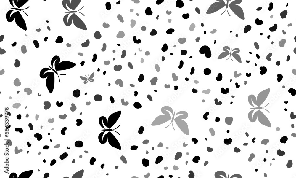 Abstract seamless pattern with butterfly symbols. Creative leopard backdrop. Vector illustration on white background Abstract seamless pattern with butterfly symbols. Creative leopard backdrop. Vector illustration on white background