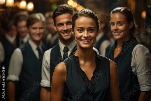 portrait of smiling waiters at the restaurant © Наталья Добровольска