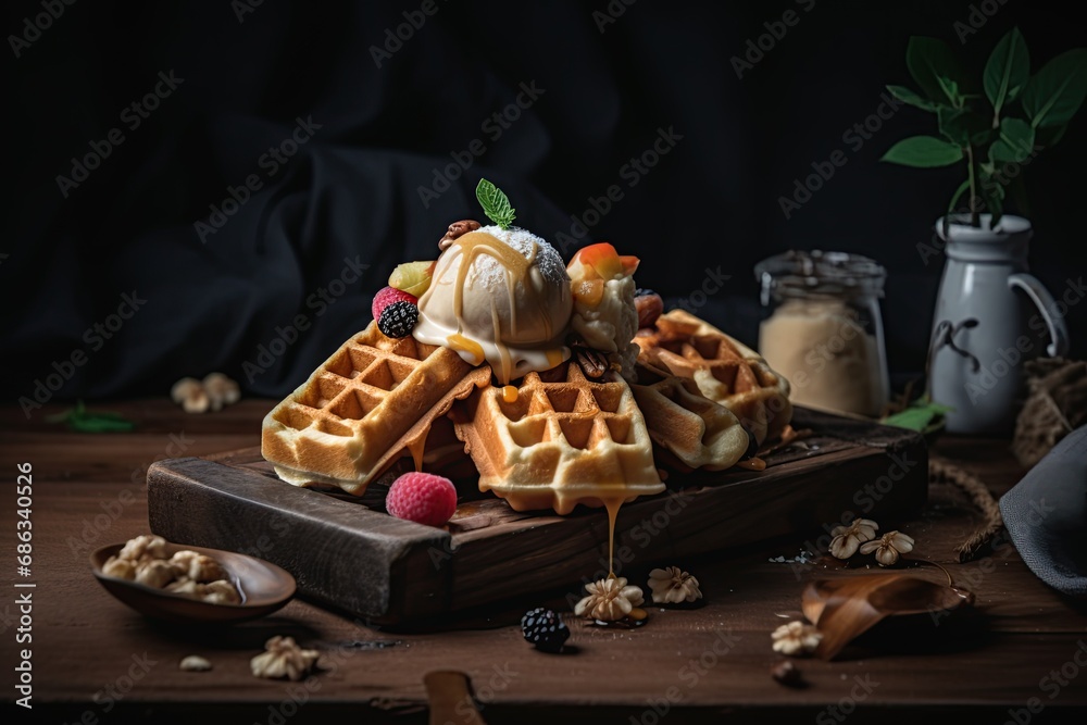 Ice cream with waffles