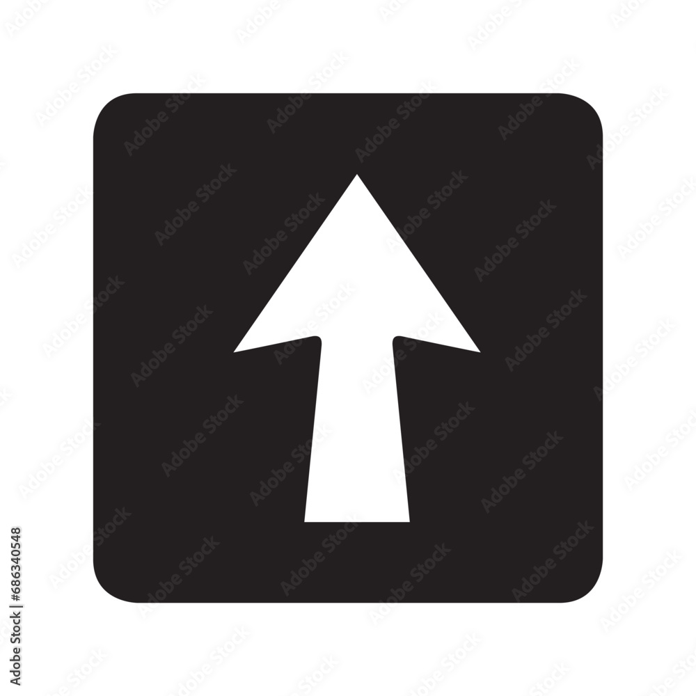 Up arrow icon vector. Scroll up logo design. Move up vector icon illustration in square isolated on white background Up arrow icon vector. Scroll up logo design. Move up vector icon illustration in square isolated on white background