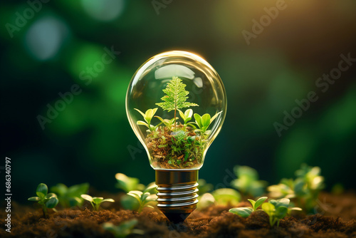 Bulb with plants inside representing green energy concept