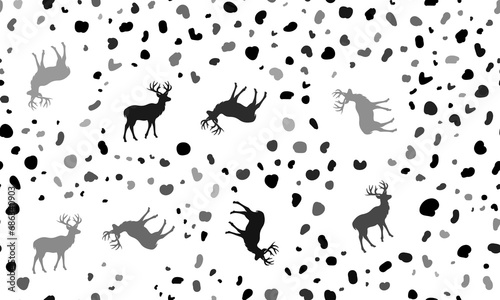 Abstract seamless pattern with deer symbols. Creative leopard backdrop. Illustration on transparent background