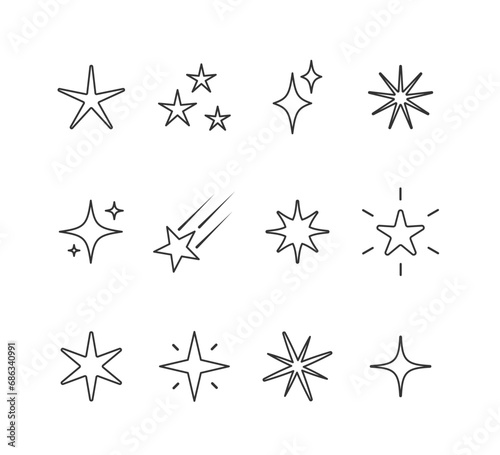 Star outline symbols vector set