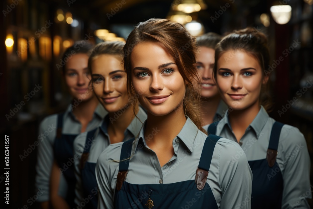 portrait of smiling waiters at the restaurant portrait of smiling waiters at the restaurant