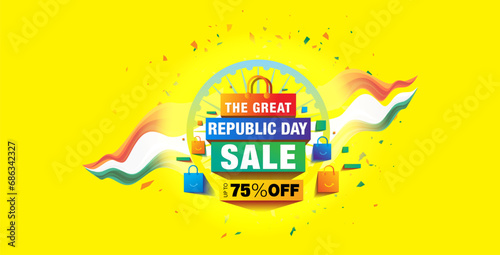 Indian Republic day sale, offer, deal, discount poster.