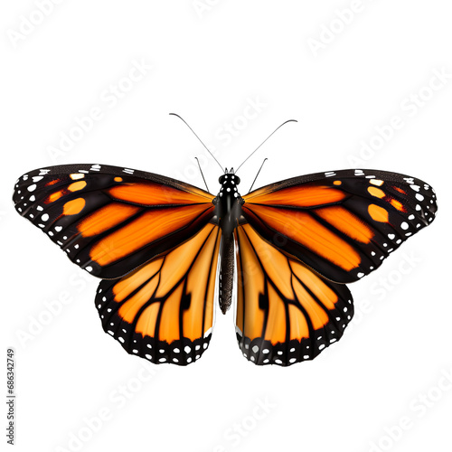 Beautiful Orange Butterfly clipart isolated on transparent background cutout PNG