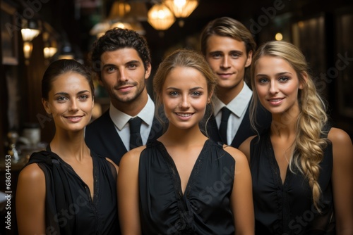 portrait of smiling waiters at the restaurant