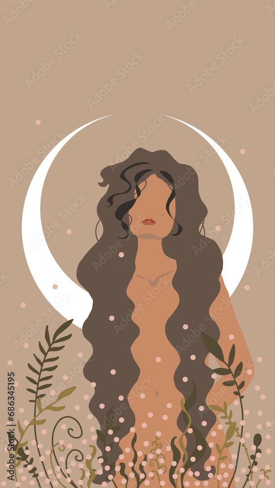 Woman and the moon
