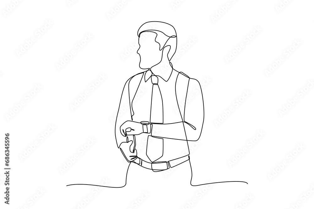 Exwcutive man waiting for go to office. Daily activity minimalist concept.
Vector, single continuous line. Exwcutive man waiting for go to office. Daily activity minimalist concept.
Vector, single continuous line.