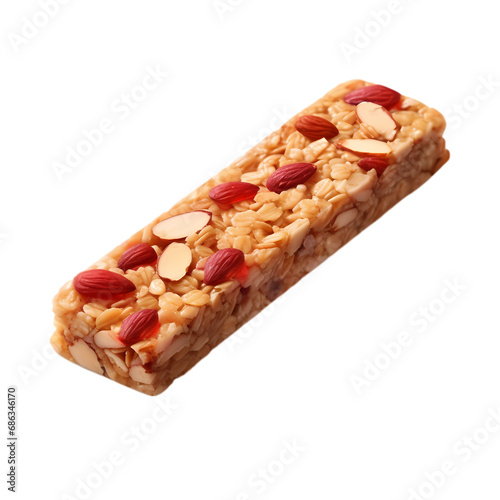 Strawberry oatmeal and nut bar isolated on transparent background, strawberry oatmeal and nut bar illustration