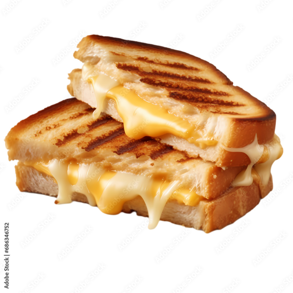 Cheese grilled sandwich isolated on transparent background Cheese grilled sandwich isolated on transparent background