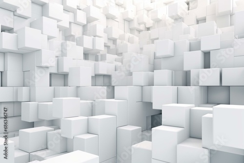 Abstract cube panoramic background. White graphic design. Generative AI © Eudora