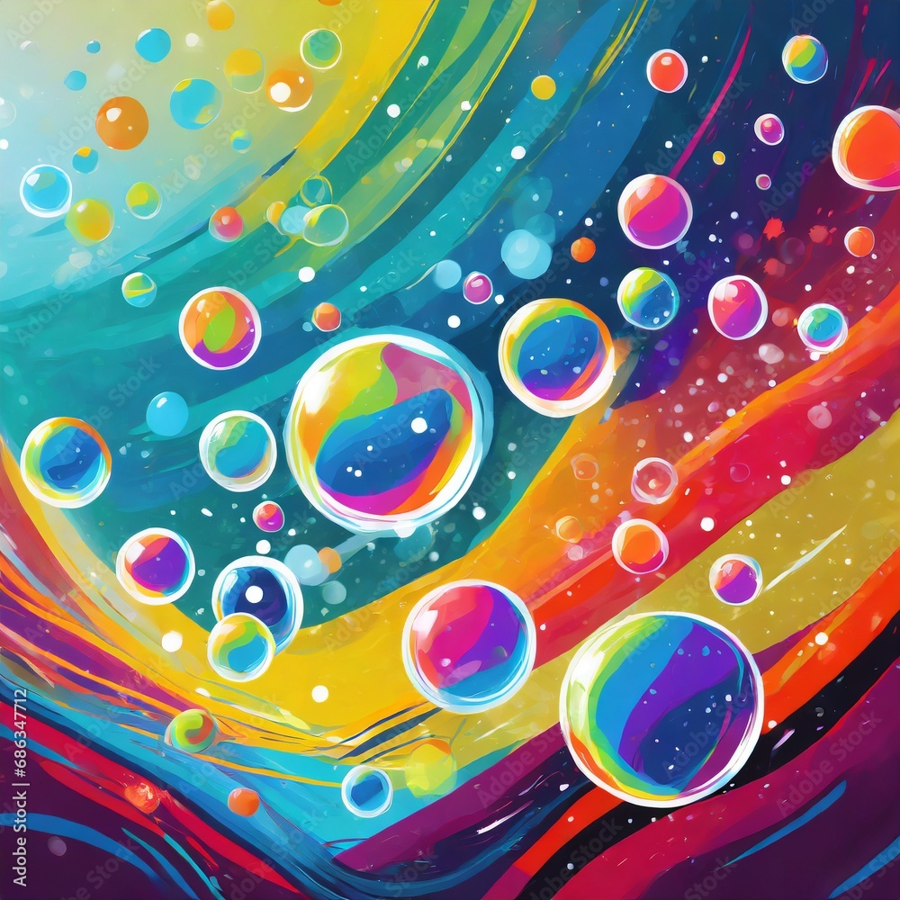 flying bubbles on a colorful background flying bubbles on a colorful background