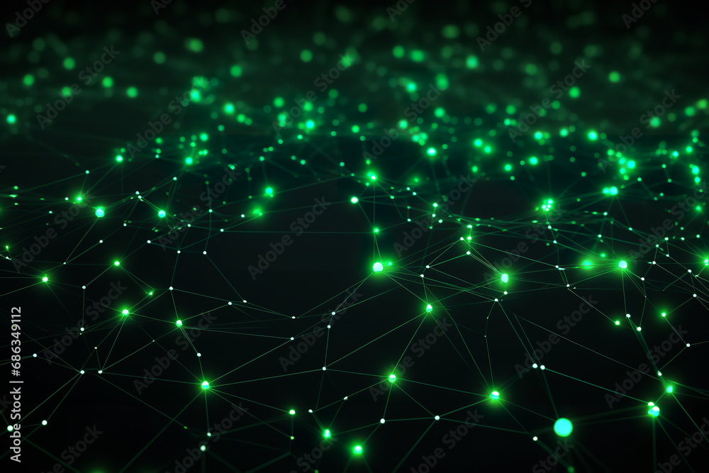 AI digital network featuring green neon neutral networks AI digital network featuring green neon neutral networks