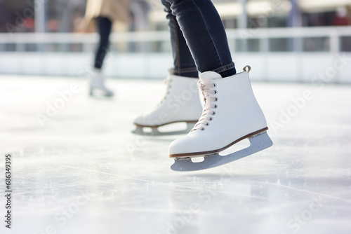 Ice skater on ice rink in close up © Nate