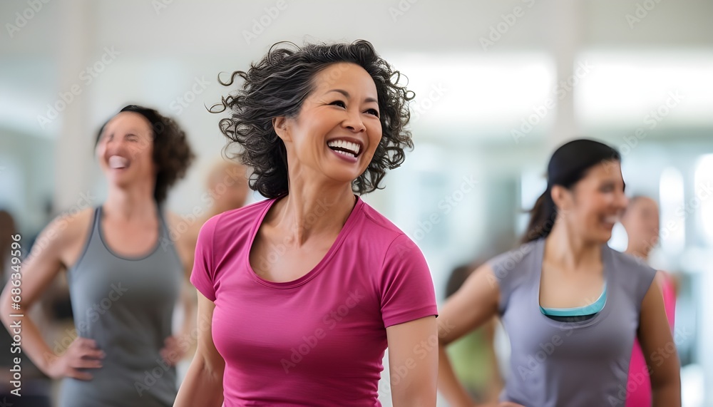 Beautiful asian adult woman in a fitness class
Beautiful asian adult woman in a fitness class