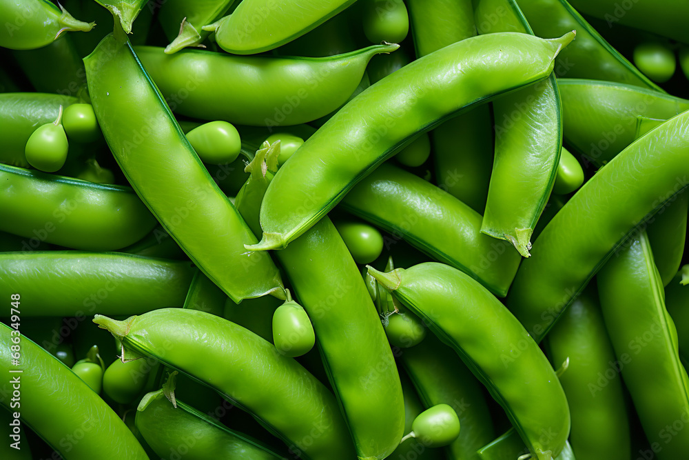 Texture of green pea pods against a natural backdrop Texture of green pea pods against a natural backdrop