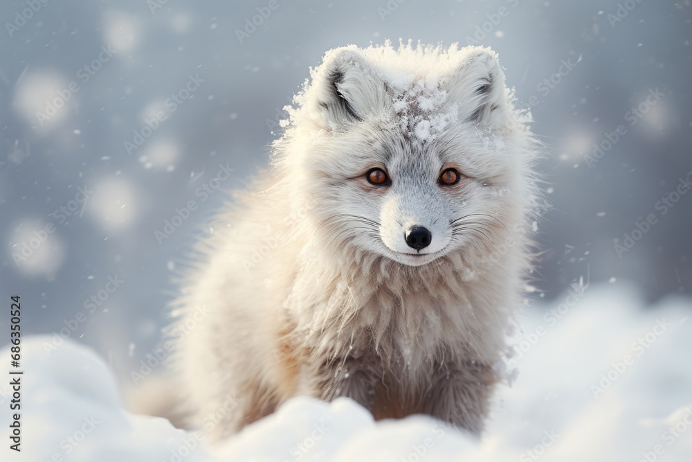 Charming Arctic Fox with Thick Winter White Fur Charming Arctic Fox with Thick Winter White Fur