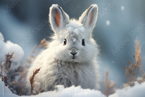 Curious Arctic Hare with Fluffy Coat and Inquisitive Gaze
