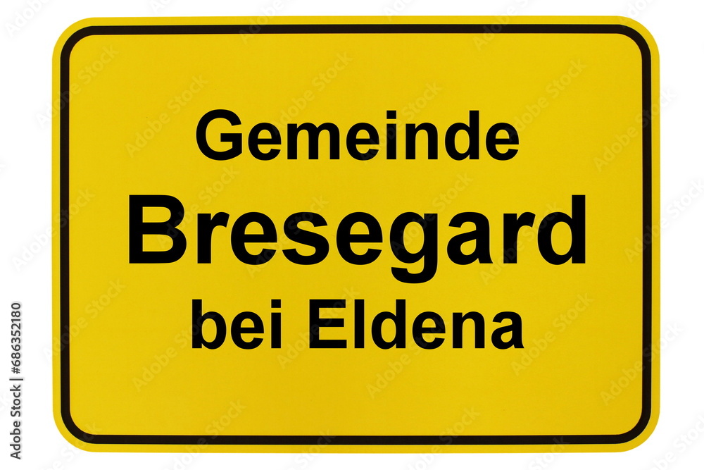 Illustration eines Ortsschildes der Gemeinde Bresegard bei Eldena in Mecklenburg-Vorpommern