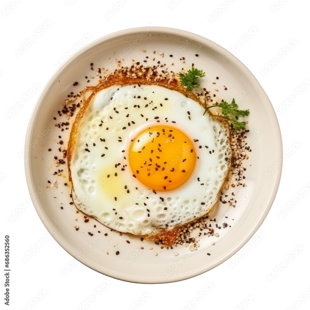 A single sunny-side-up fried egg on a transparent background. A single sunny-side-up fried egg on a transparent background.