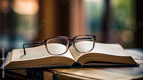 A pair of eyeglasses on an open book, hinting at a moment of relaxation and intellectual engagement.