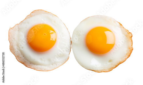 Two fried eggs on a transparent background.