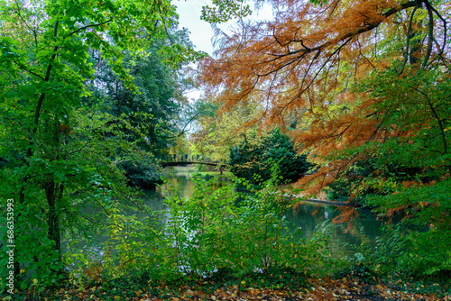 Fototapeta Naklejka Na Ścianę i Meble -  Le paysage en automne avec les pleines couleurs