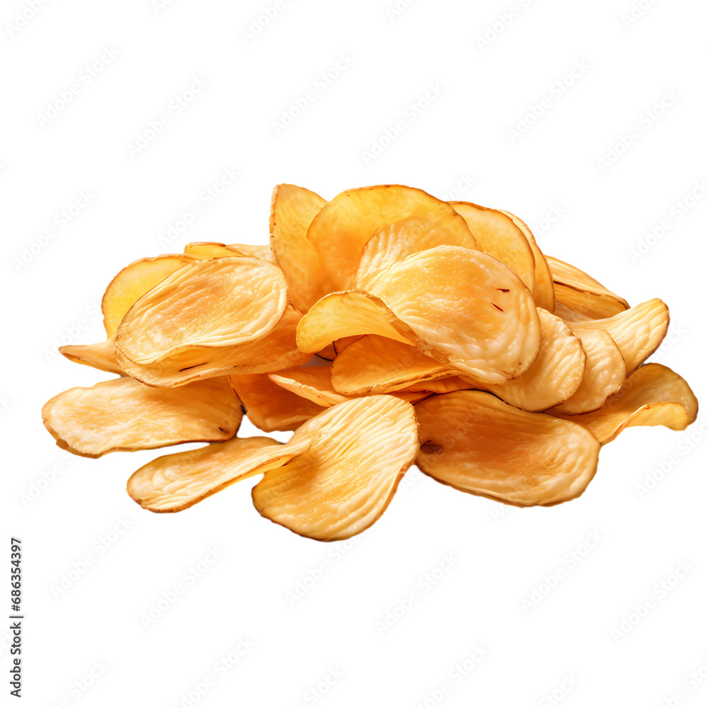 Potato chips isolated on transparent background
