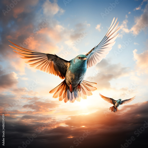 A flock of flying birds Vector illustration © MARUF